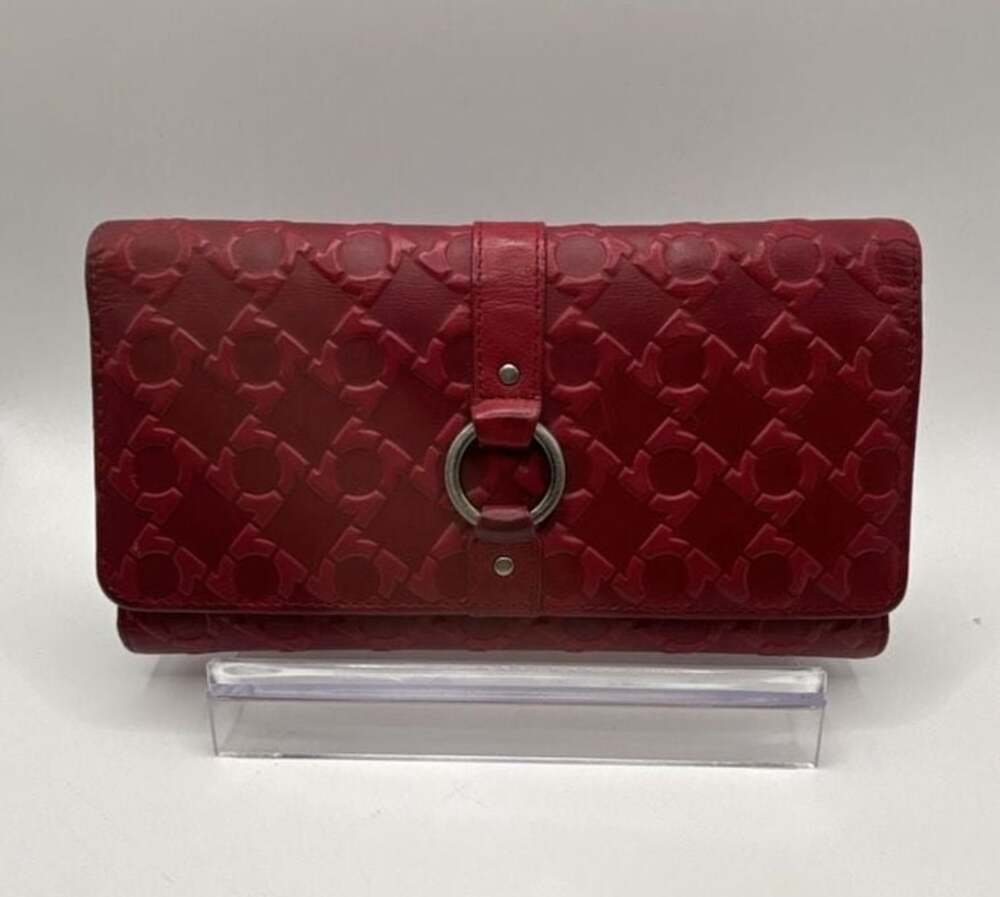 Kenneth Cole Reaction Red Embossed Logo Tri-Fold Wallet